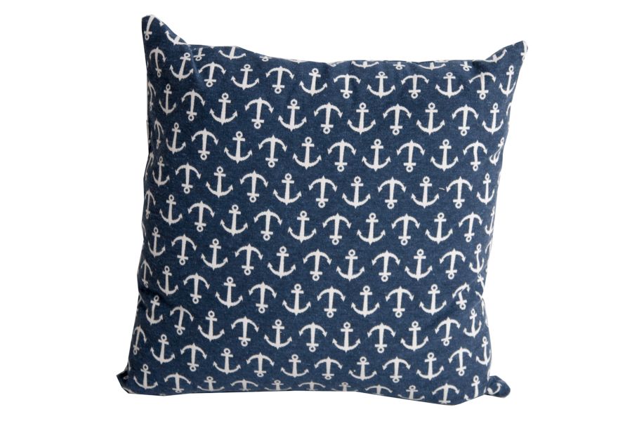 Sierkussen blauw anker wit