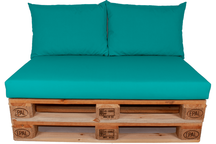 Palletkussens set plof Smaragd - 1 x zit + 2 x rug