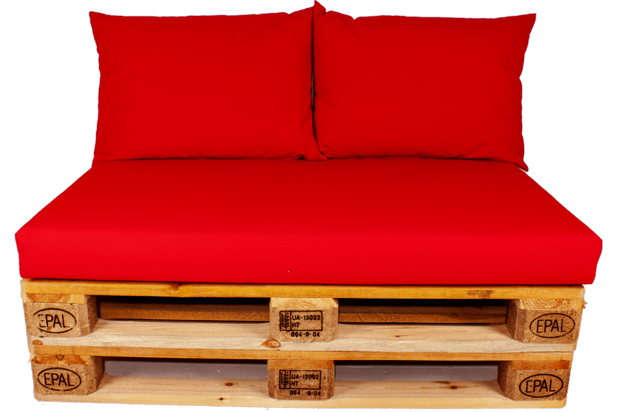 Palletkussens set plof Rood - 1 x zit + 2 x rug