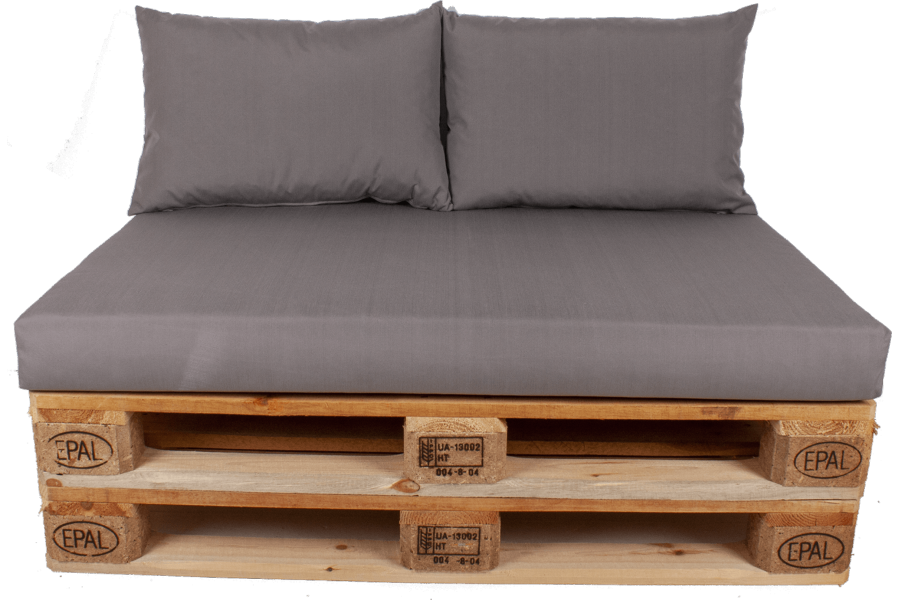 Palletkussen set plof Grijs - 1 x zit + 2 x rug