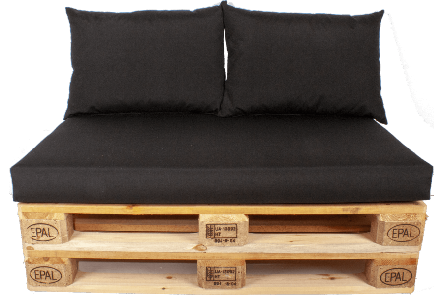 Palletkussen set plof Zwart - 1 x zit + 2 x rug