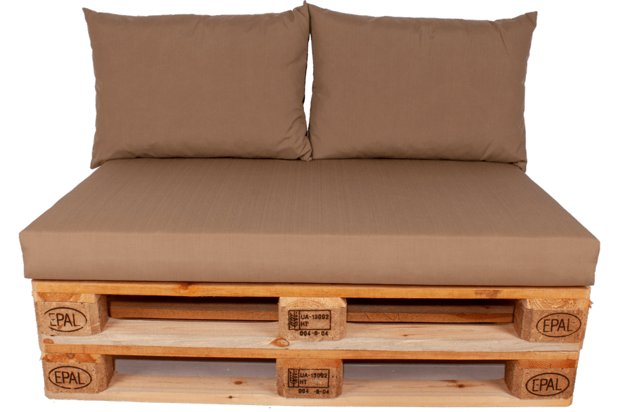 Palletkussen set plof Taupe - 1 x zit + 2 x rug