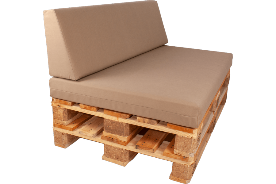 Palletkussens set strak Mokka - 1x zit + 1 x rug