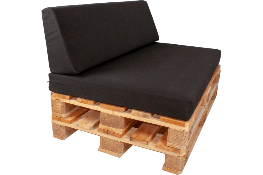 Palletkussen set strak Zwart - 1x zit + 1 x rug