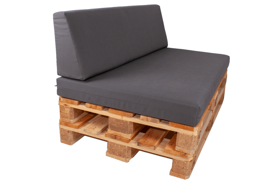 Palletkussens set strak Antraciet - 1x zit + 1 x rug