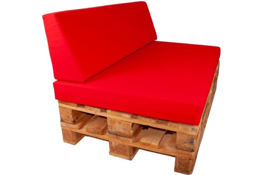 Palletkussen set strak Rood - 1x zit + 1 x rug