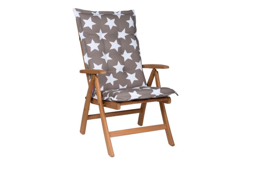 Tuinkussen Hoge Rug Sterren Taupe 8 cm dik
