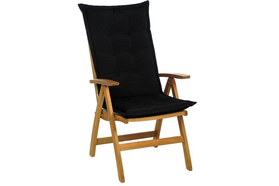 Tuinkussen Hoge Rug dralon Uni Zwart 8 cm dik