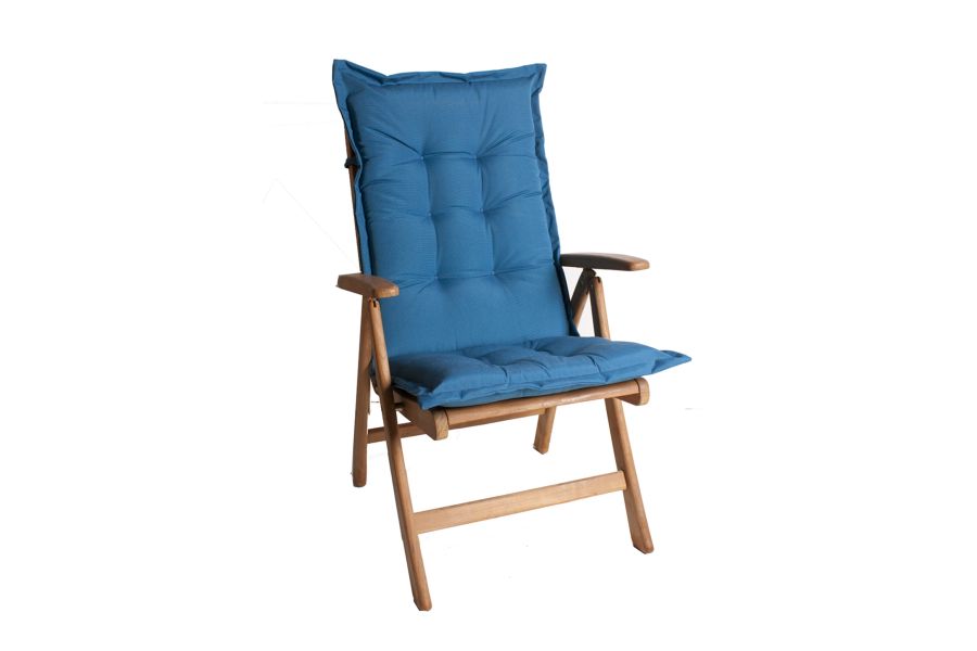 Tuinkussen Hoge rug Olefin Kobalt gemeleerd 8 cm dik