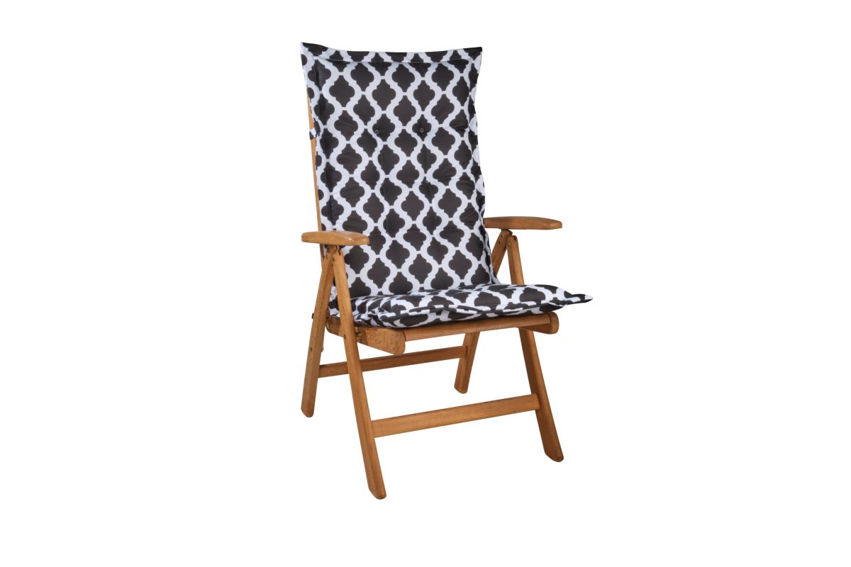 Tuinkussen Hoge Rug Sylvia Zwart 8 cm dik