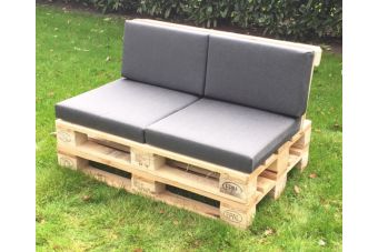 Tex Style Palletkussens set - 1 x zit + 1 x rug- Olefin - Zwart gemeleerd 8514.