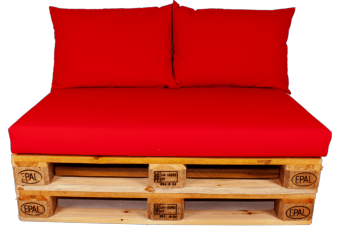 Palletkussens set plof Rood - 1 x zit + 2 x rug