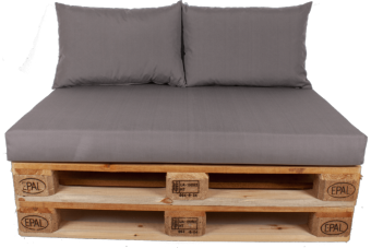 Palletkussen set plof Grijs - 1 x zit + 2 x rug