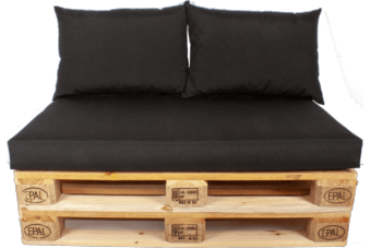 Palletkussen set plof Zwart - 1 x zit + 2 x rug