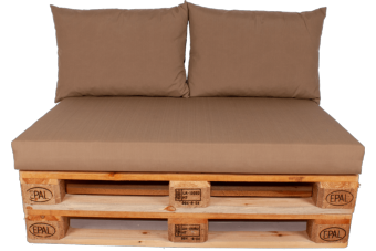 Palletkussen set plof Taupe - 1 x zit + 2 x rug