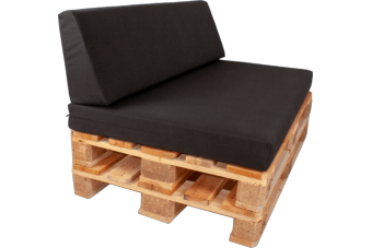 Palletkussen set strak Zwart - 1x zit + 1 x rug