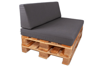 Palletkussens set strak Antraciet - 1x zit + 1 x rug