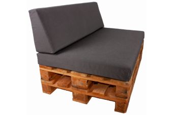 Palletkussens set strak Zwart gemeleerd 8514 - 1x zit + 1 x rug