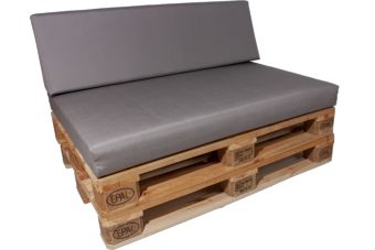 Palletkussen set  strak Grijs - 1x zit + 1 x rug