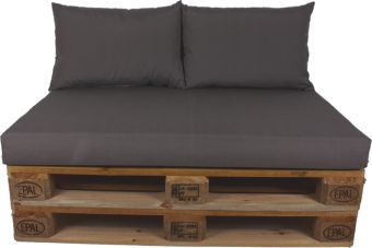 Palletkussens set plof Antraciet - 1 x zit + 2 x rug 