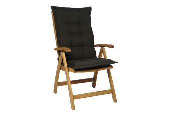 Tuinkussen Hoge Rug dralon Uni Antraciet 8 cm dik