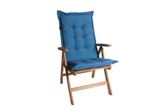 Tuinkussen Hoge rug Olefin Kobalt gemeleerd 8 cm dik