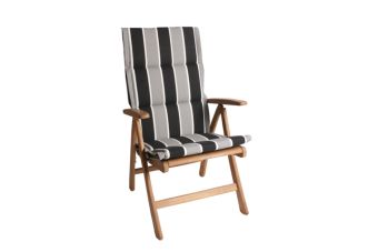 Tuinkussen Hoge Rug dun Luca Grijs 4 cm dik