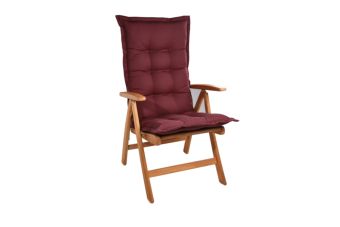 Tuinkussen Hoge Rug Dralon Uni Wijnrood 8 cm dik