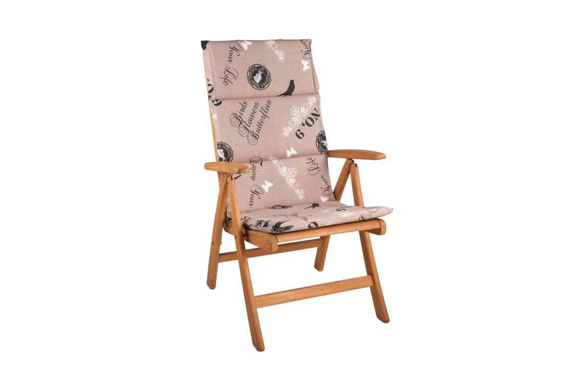 Tuinkussen Hoge Rug dun Birds Zand 4 cm dik